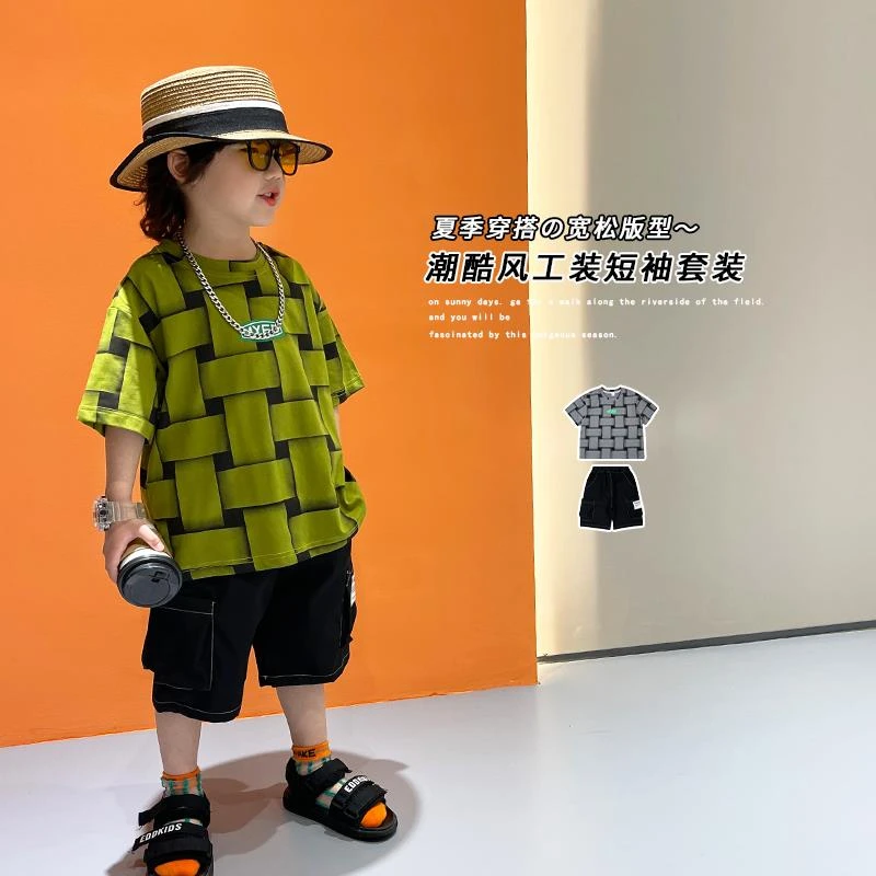 男童夏款短袖套装2024新款儿童装洋气卡通衣服宝宝薄款休闲两件套