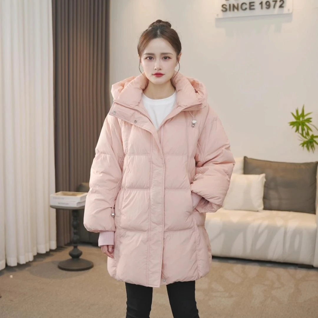 鸭鸭羽绒服女士2024冬季新品中长款韩版宽松加厚鸭绒保暖YM