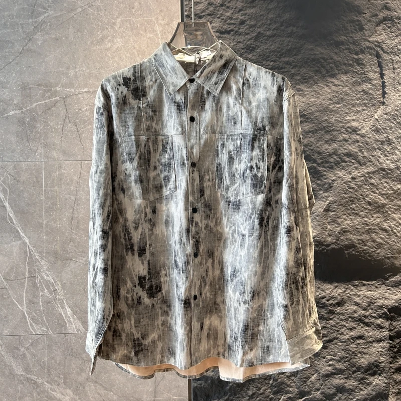 「仿丝质感」小众复古扎染宽松版休闲衬衫