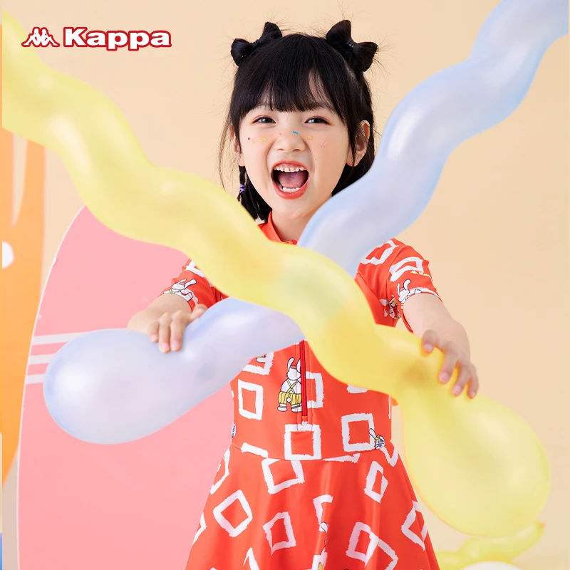 Kappa【断码浮力】泳衣女童连体游泳衣可爱女孩中大童快干游泳装