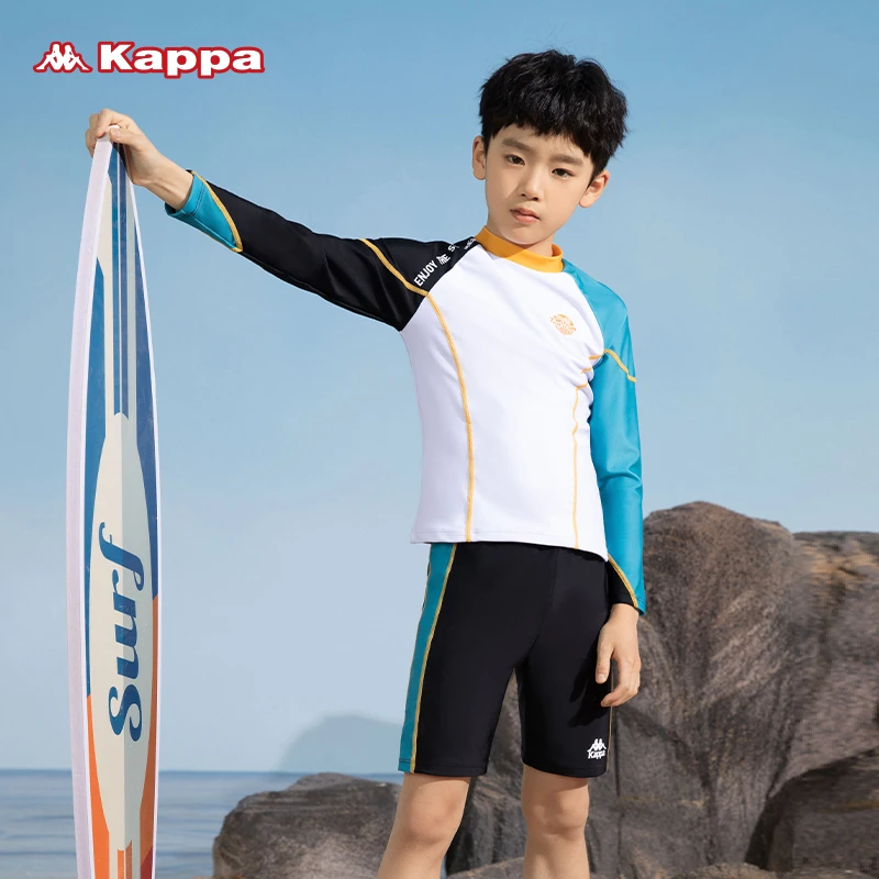 kappa儿童泳衣女孩24夏季新款长袖分体专业女童宝宝快干游泳套装