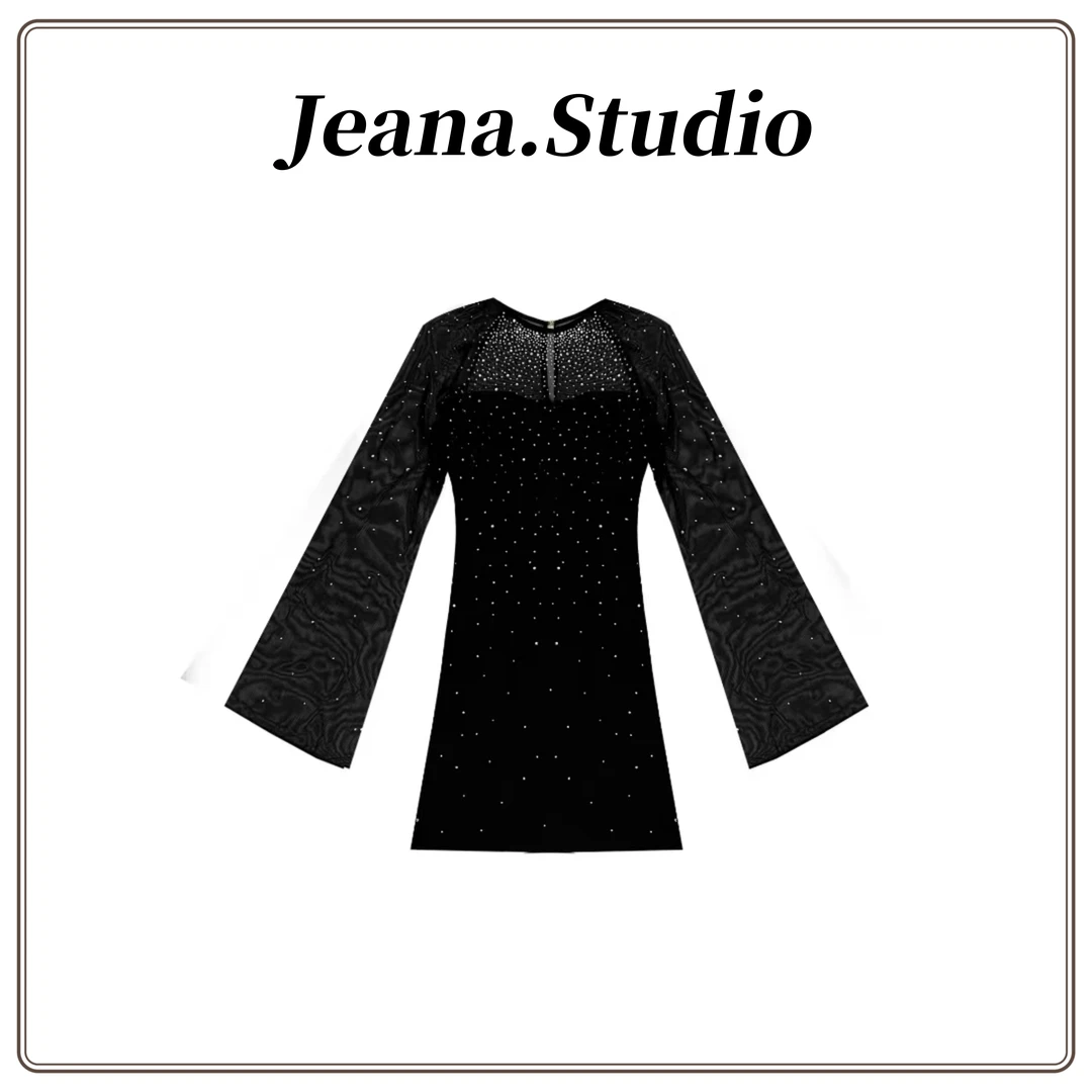 【Jeana.Studio】轻奢烫钻网纱透气性感连衣裙