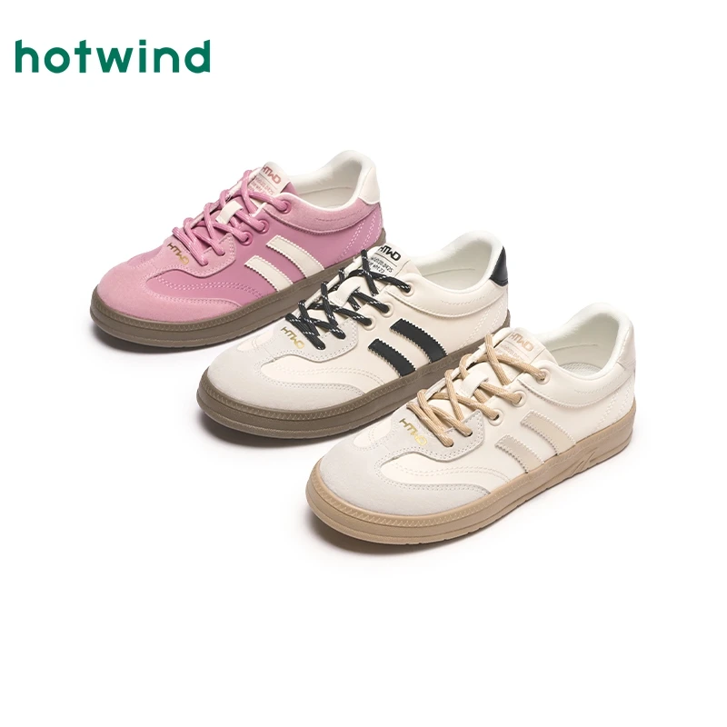 热风女士软底软面小白鞋多巴胺透气干爽舒适时尚休闲鞋H14W25547