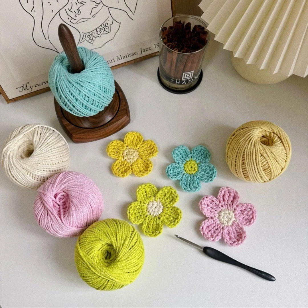 小红书同款手工编织ins2mm圆股纱空心棉毛线 diy钩针包沙滩材料
