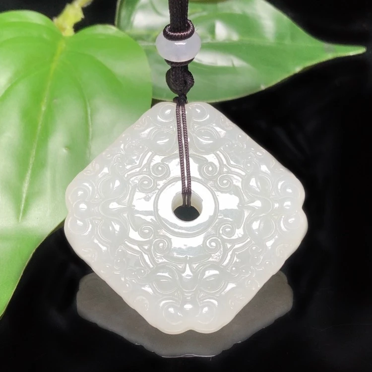 宛百福天然和田玉四方守护吊坠男女玉石双面四方瑞兽挂件项链玉佩