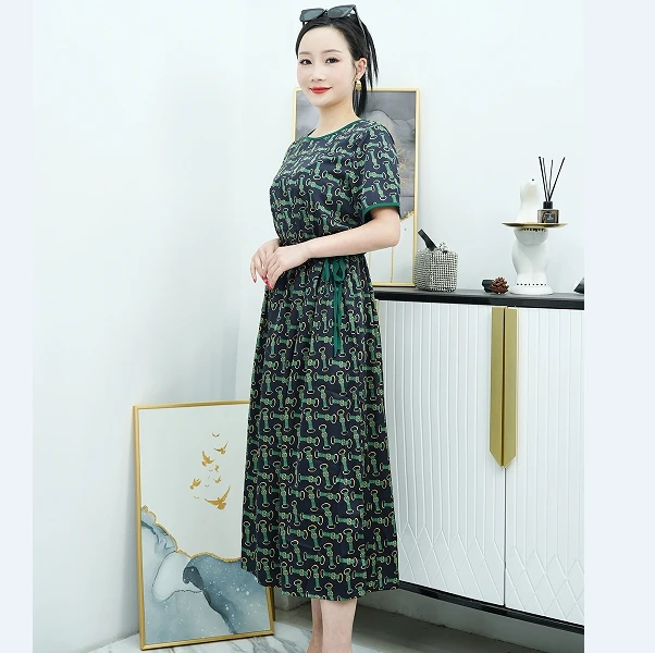 FA2621夏季新款圆领印花休闲时尚连衣裙