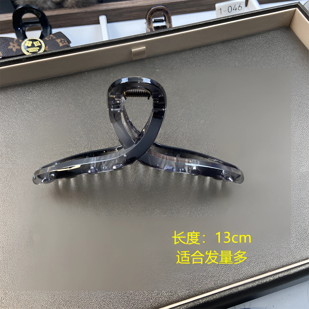 梦云饰尚冰透灰黑色网红优雅简约轻奢13cm大发夹后脑勺发夹SJ100
