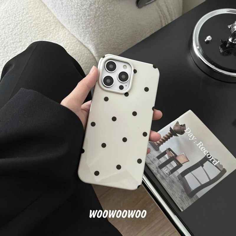 简约黑色波点苹果ins手机壳适用iPhone15/14/13pro16pro手机壳