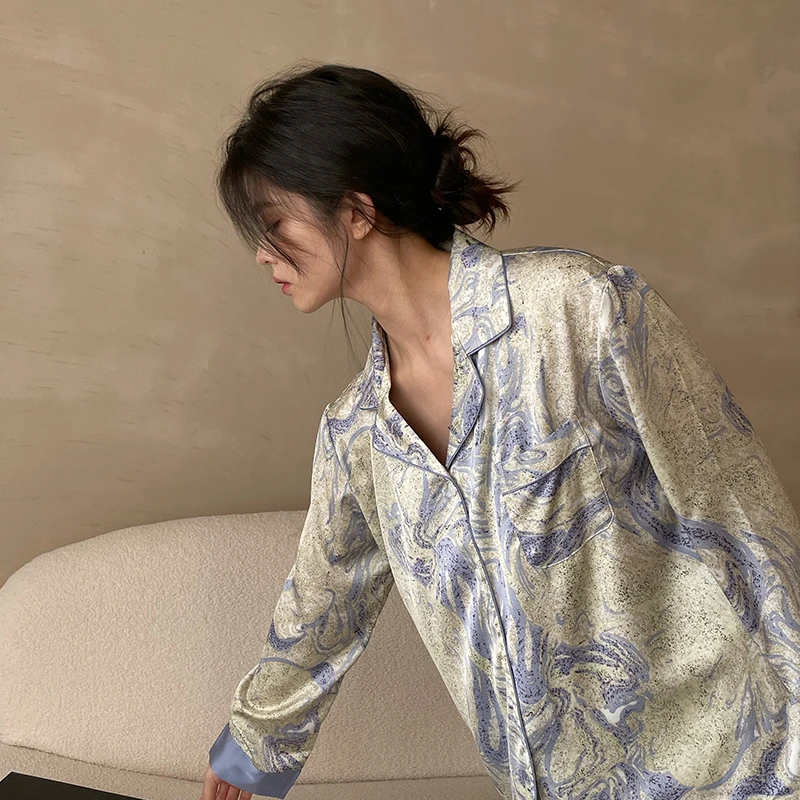 DM定制【星河灿烂】设计师款高定柔光丝家居服套装