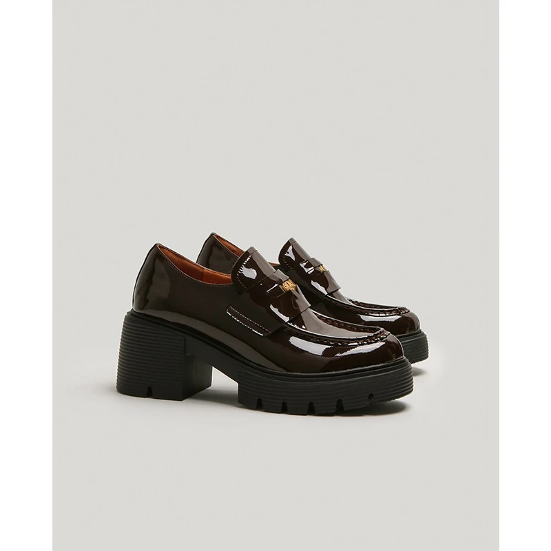 【Shoemaker Queen】金币厚底乐福鞋高跟英伦小个子增高小皮鞋