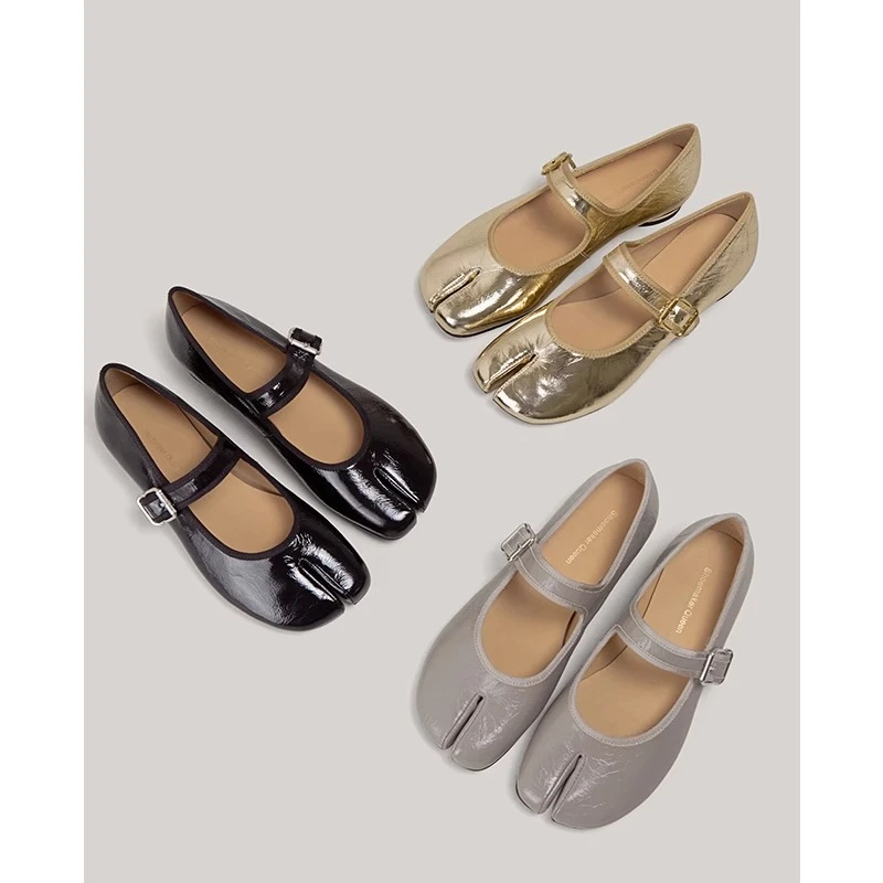 【鞋匠女王×高定级】忍者tabi猪蹄分趾鞋法式复古玛丽珍粗跟单鞋