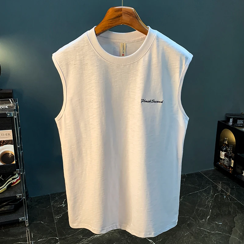 夏季运动背心男款宽松纯色无袖坎肩汗衫T恤健身篮球薄款男士上衣