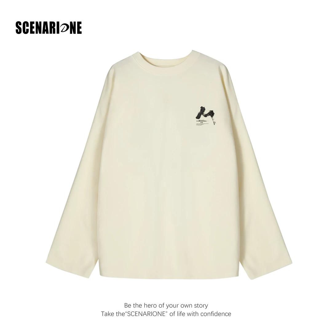 后背往事美式复古情侣款上衣圆领长袖印花设计款卫T58180