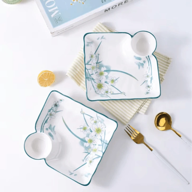 【水仙花饺子盘两个装】破损补发