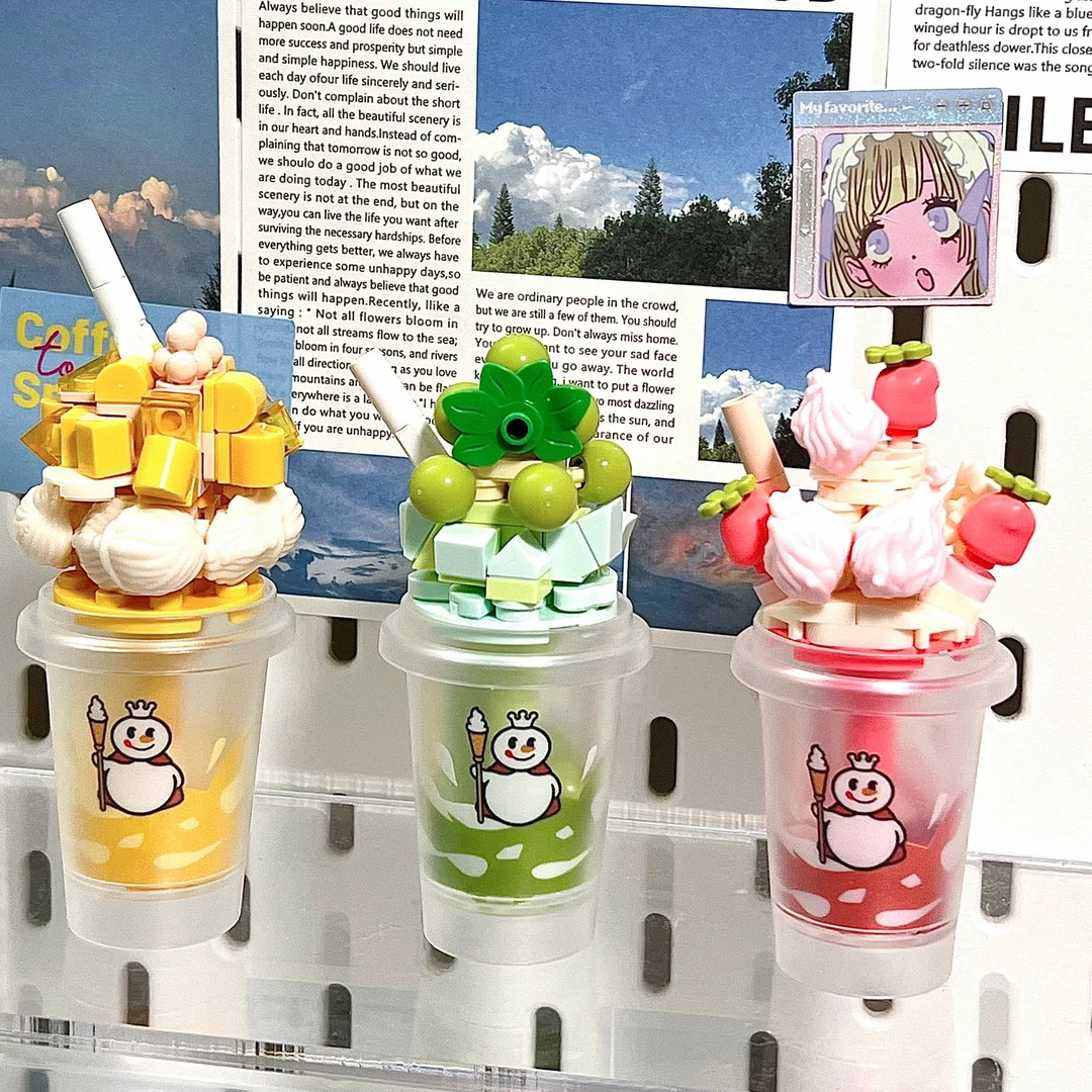 JAKI佳奇积木蜜雪冰城奶茶杯积木玩具积木拼装女孩礼物益智玩具