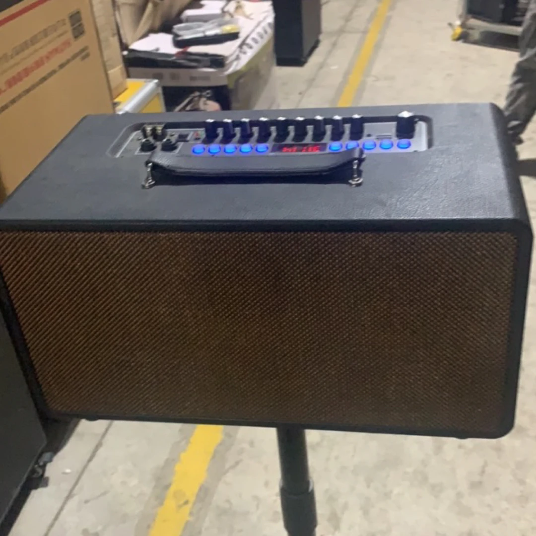 9新  双6.5寸黑皮革便携式音响，不包邮，配件齐全