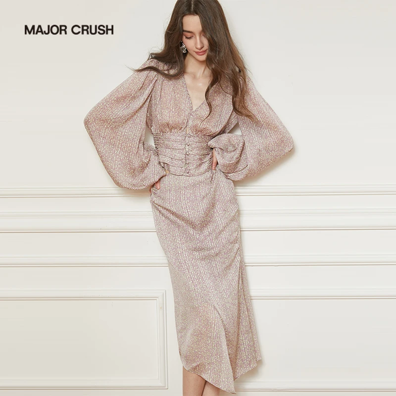 MAJOR CRUSH春夏新款灵动生机感薰衣草紫套裙法式气质时尚26419