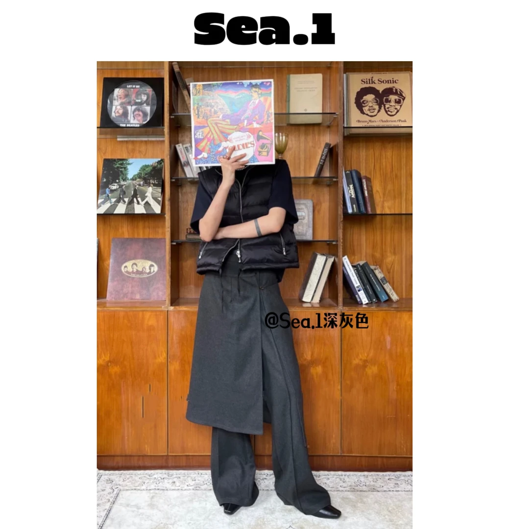 ［Sea.1 x 至高裤裙］设计感真两件加厚高腰拖地裤修饰腿型两件套冬