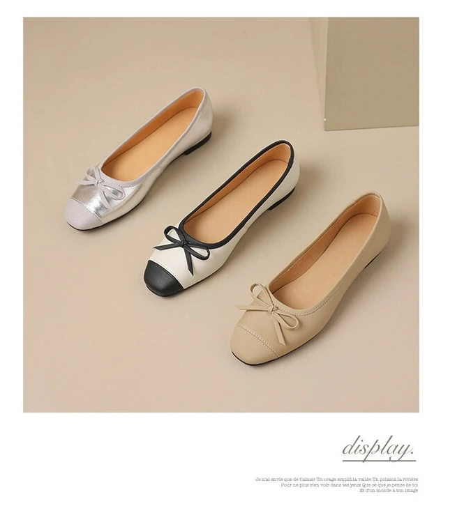 TTG/2024款尖头平底鞋舒适百搭夏季真皮软底复古拼色单鞋9616