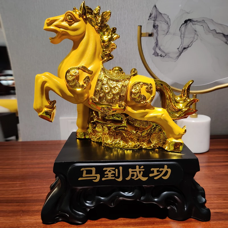 招财金马马到成功大号工艺品摆件客厅电视柜酒柜玄关前台书房摆设