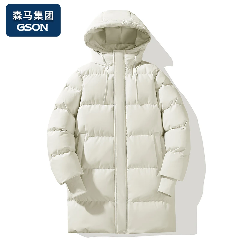 GSON冬季新款男士棉服加厚保暖连帽情侣中长款棉衣外套棉袄子男