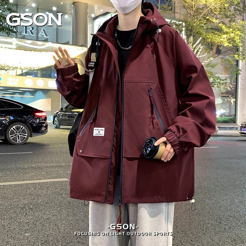 GSON美式机能冲锋衣男女春秋高能感户外登山宽松山系外套上衣服