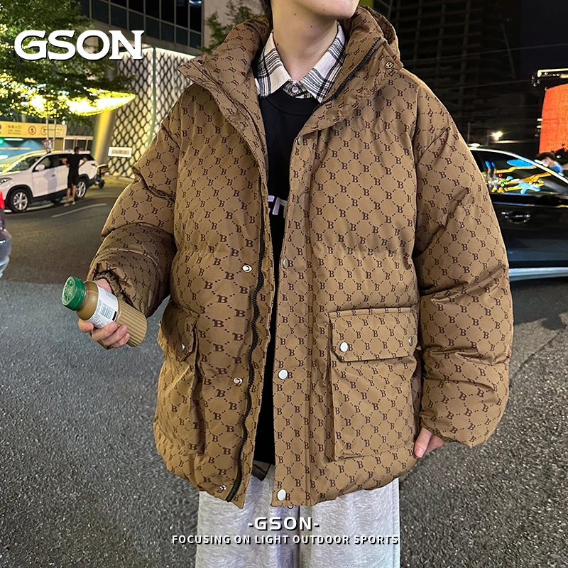 集团品牌GSON棉服男士冬季2024新款户外加厚棉袄宽松港风保暖外套