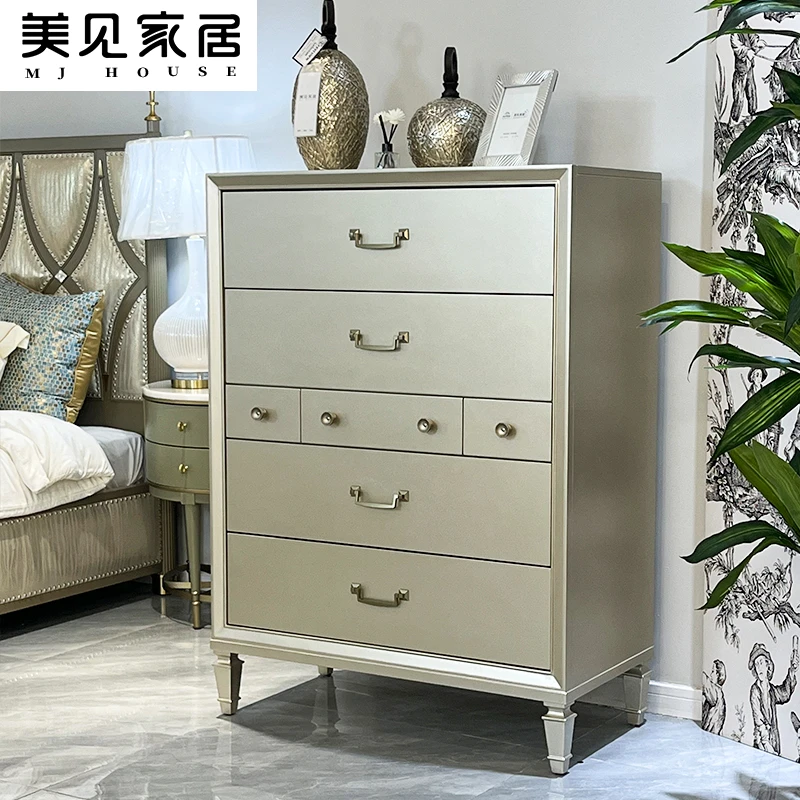 美式轻奢斗柜实木玄关柜高柜客厅美式收纳柜多抽储物柜实木高柜