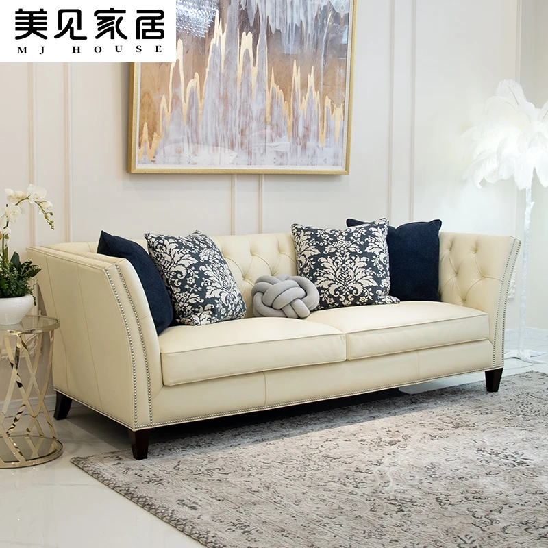 美见家居美式轻奢沙发实木布艺沙发谢尔顿05家家用客厅沙发