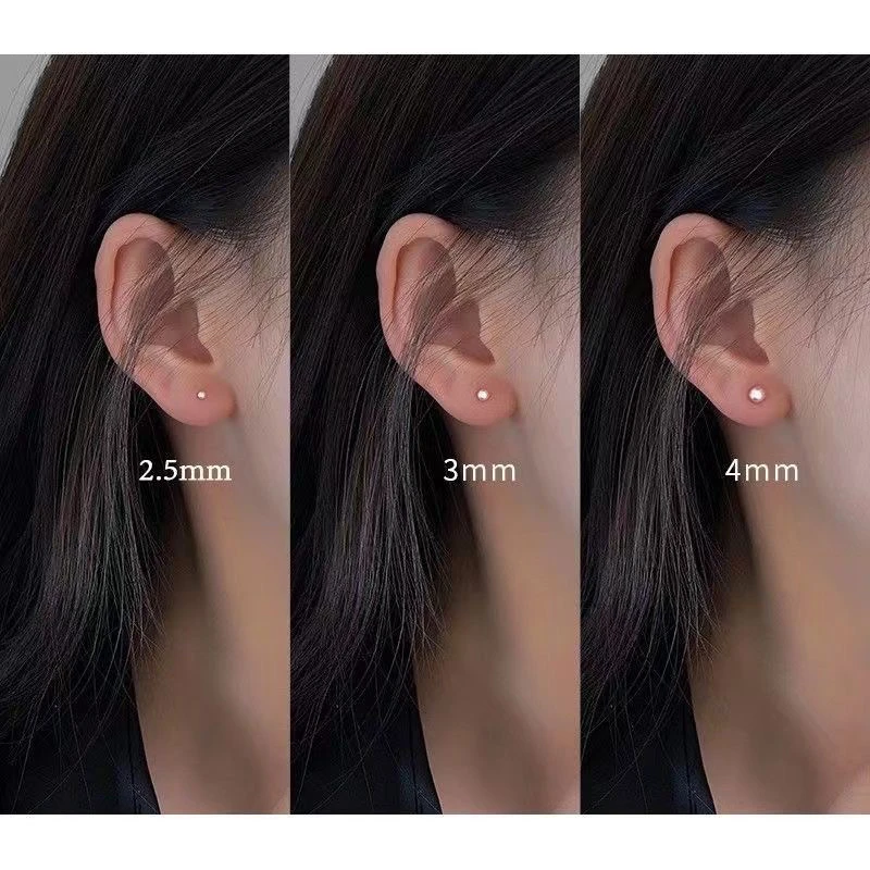 足银耳饰 s999足银071豆豆耳钉光面圆珠耳钉迷你养耳洞