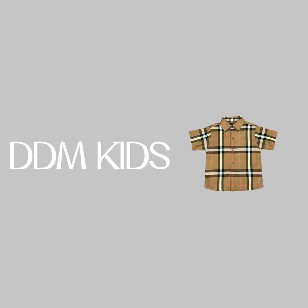 DDM KIDS经典大格子短袖衬衫时尚洋气高定款男女童梭织童装