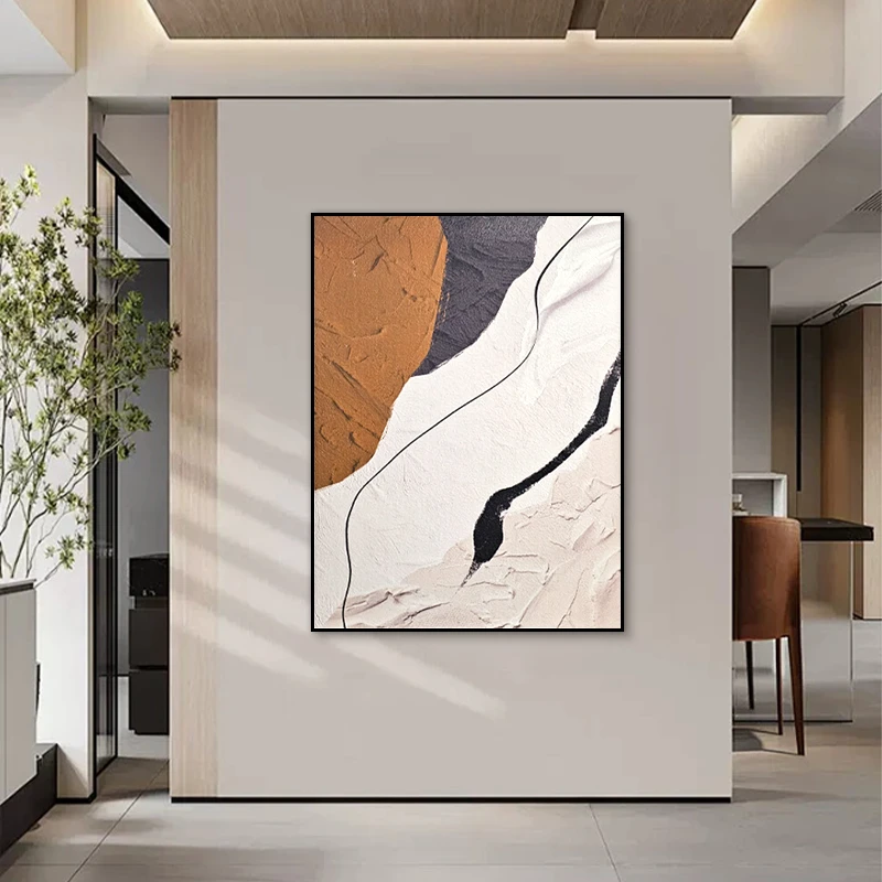 岩板铝合金边框装饰画 高端抽象艺术挂画 客厅背景墙壁画线条6080