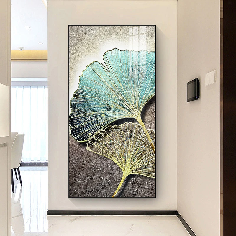 装饰画入户玄关现代轻奢银杏叶沙发背景大幅挂画银杏叶80160