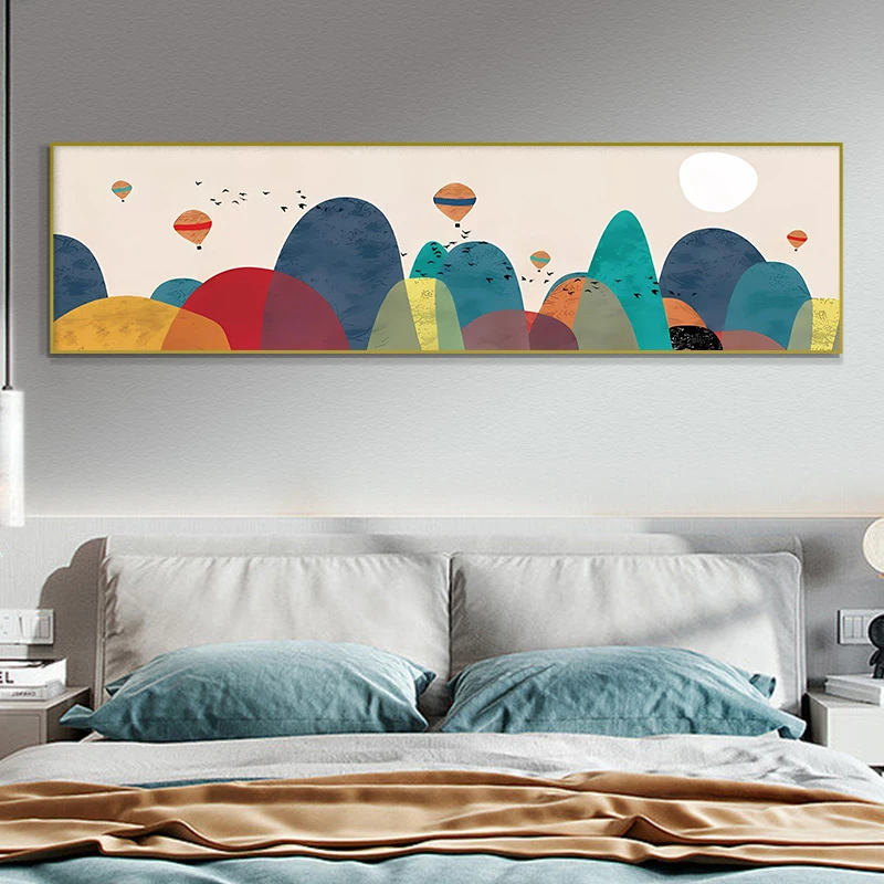 现代儿童卧室床头画卡通壁画床头温馨装饰画彩园横幅挂画40150