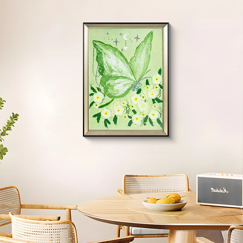 小清新肌理画3d立体装饰画丙烯治愈系客厅沙发背景墙挂画蝴蝶6080