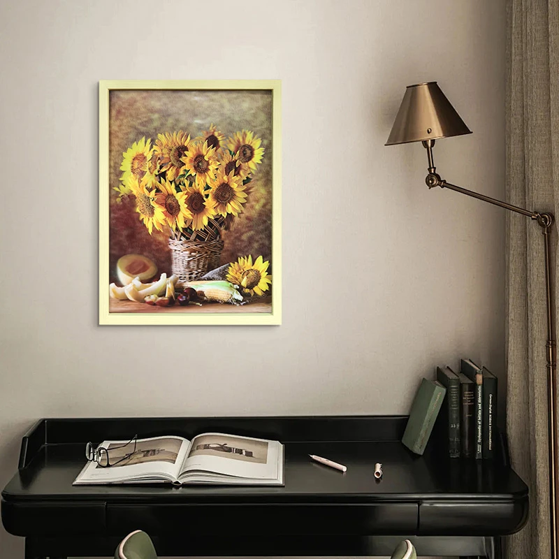 简约向日葵装饰画高清3D渐变立体画走廊过道背景墙向日葵3040