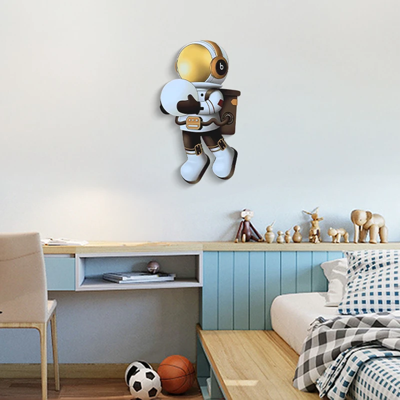 卡通宇航员创意装饰画 手工木雕墙画 儿童房背景墙挂画宇航员3560