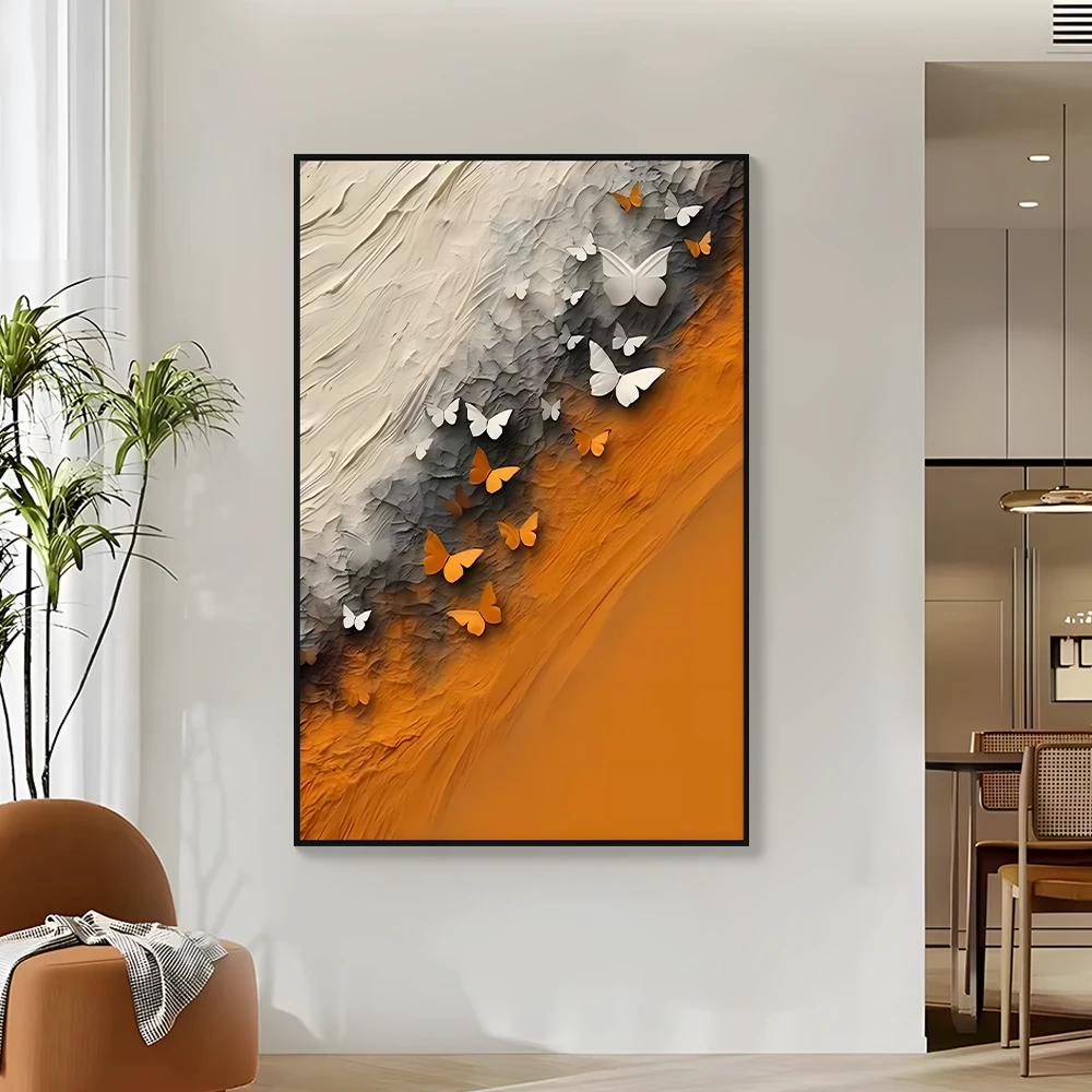 现代晶瓷装饰画 铝合金边框入户玄关走廊挂画 简约墙画蝴蝶80120