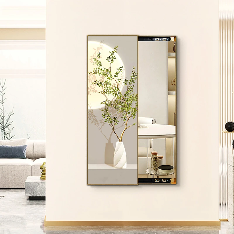 北欧风玄关瓶子穿衣镜卧室简约推拉开镜子装饰画瓶子40120