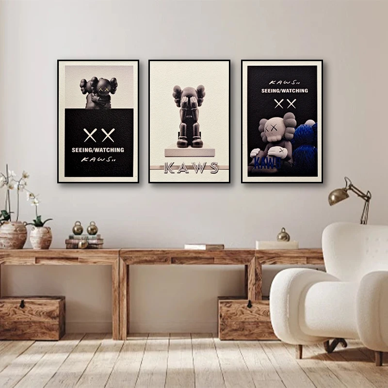 客厅装饰画客厅三联美式动画卡通抽象手工岩板挂画卡瓦斯4060