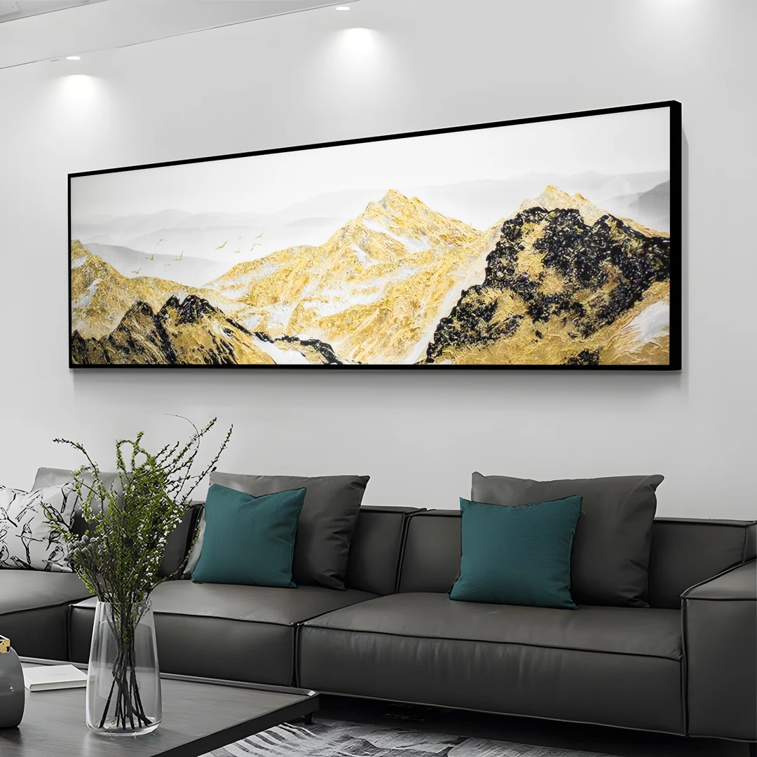 现代晶瓷镶钻客厅装饰画 铝合金边框书房卧室沙发背景墙金山70200