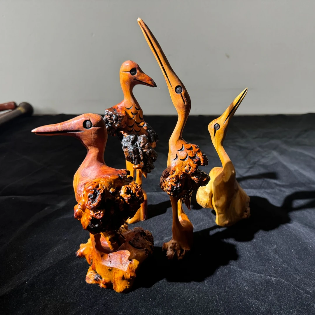 黑果木 木雕小鸟 把件 摆件 小号20公分高左右 多样性发一件