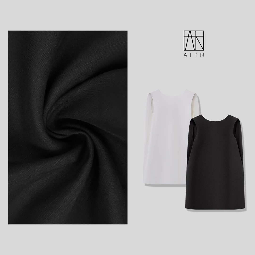 ALIN【天丝亚麻缩褶上衣】简约设计感天丝亚麻上衣 24-SSA019-242