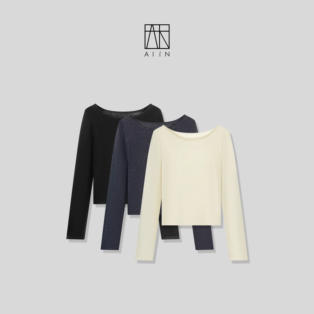 ALIN【100%羊毛打底】春季简约舒适100%羊毛打底上衣 24-SSM8063Y