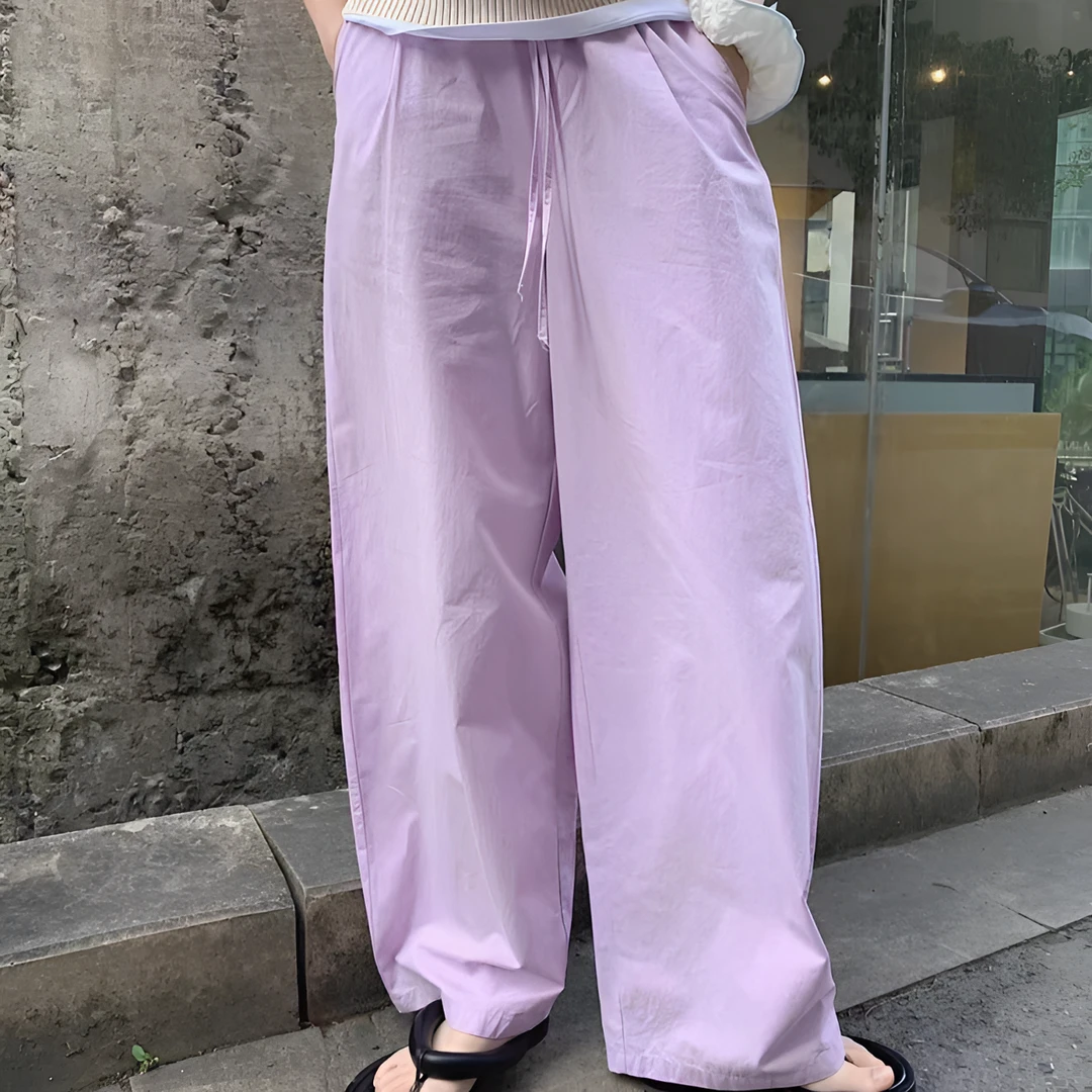 喜家外贸-酵洗精棉休闲裤夏季新款长裤直筒裤3046