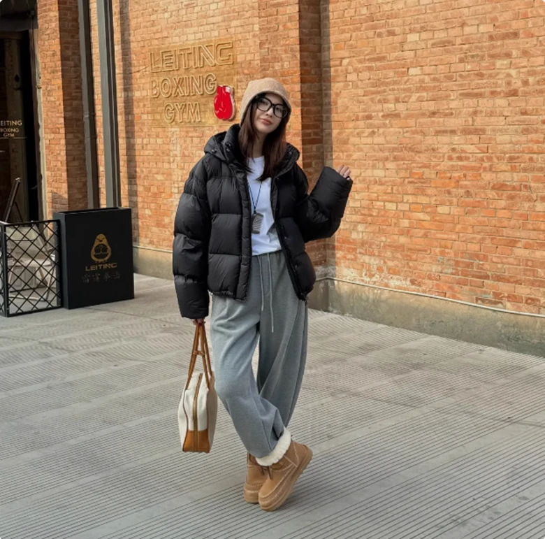 喜家外贸-短款冬季新款白鸭绒加厚立领面包服外套8817