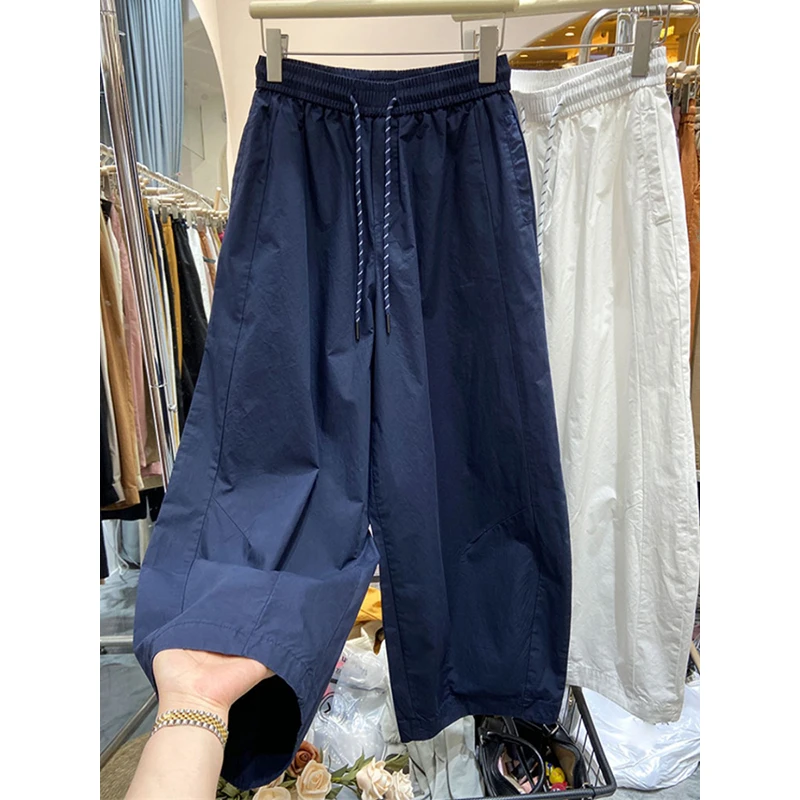 NUMEN BUTTON/灵扣2025夏季新款设计感宽松薄款气质阔腿哈伦裤子