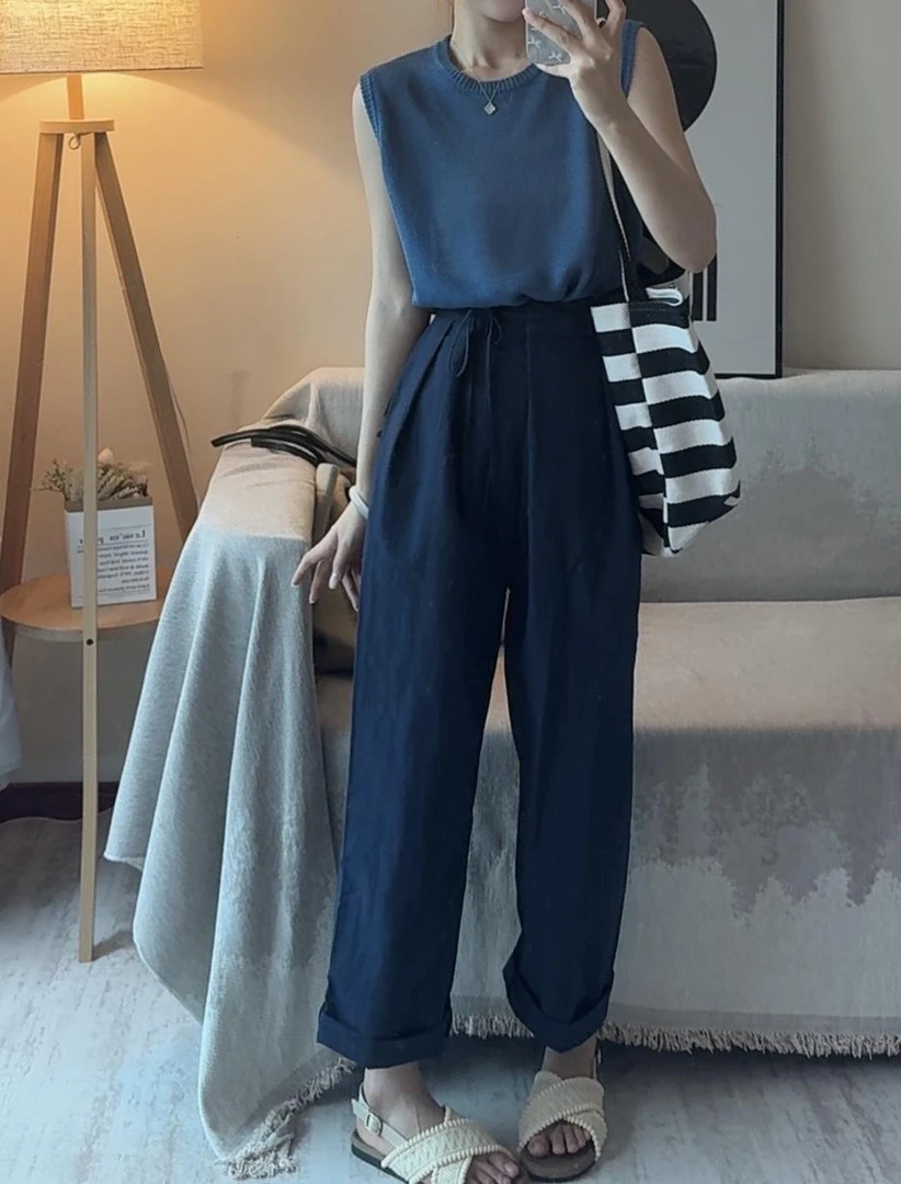 高腰遮胯透气休闲裤显瘦时尚薄款休闲裤2025秋季新款宽松直筒裤女