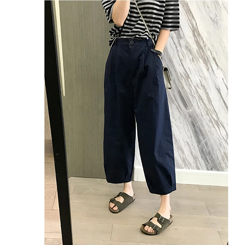 小个子日系风香蕉裤女夏季薄款八分宽松高腰阔腿休闲奶奶工装裤