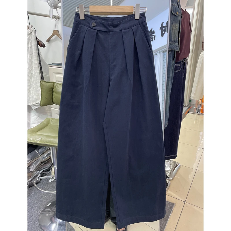 阔腿休闲裤女2025早秋新款高腰垂感宽松直筒裤褶皱显瘦长裤百搭